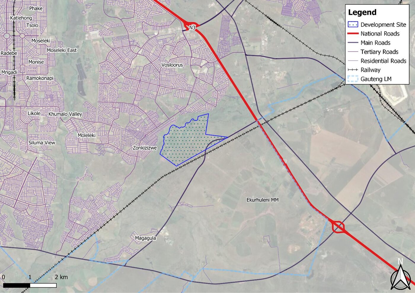 Vosloorus development site locality map